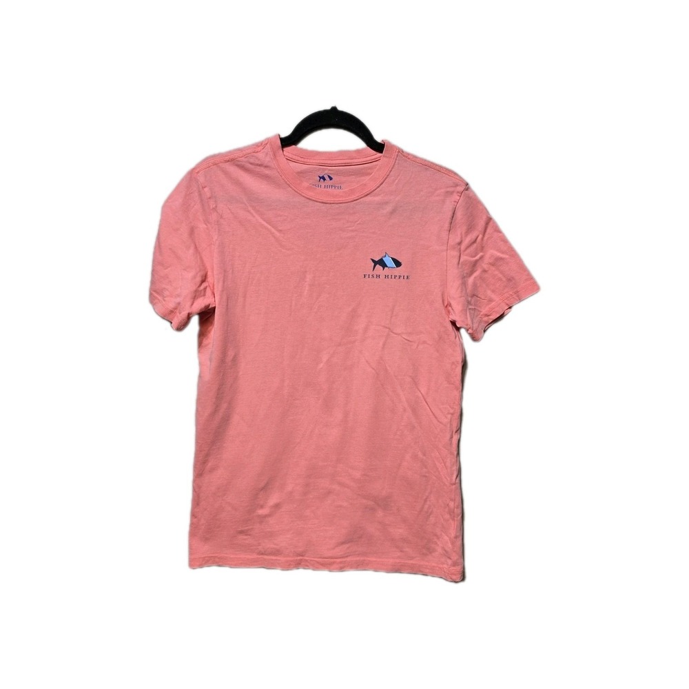 Fish Hippie Men's Tshirt‎  Salmon Pink Small